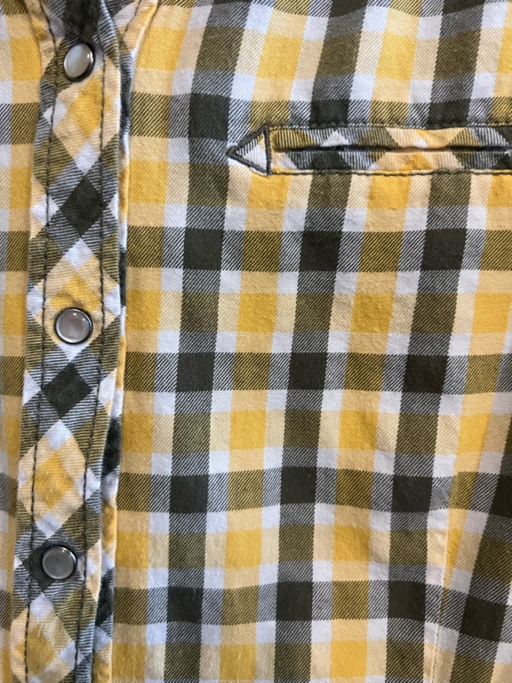 100% Cotton Old Navy Yellow and Gray Plaid Button-Down Shirt - Picture 7 of 8